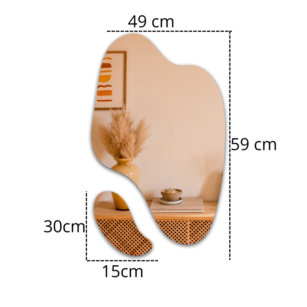 Espelho Orgânico Grande Decorativo Curvas Suaves Detalhes - Ricaly