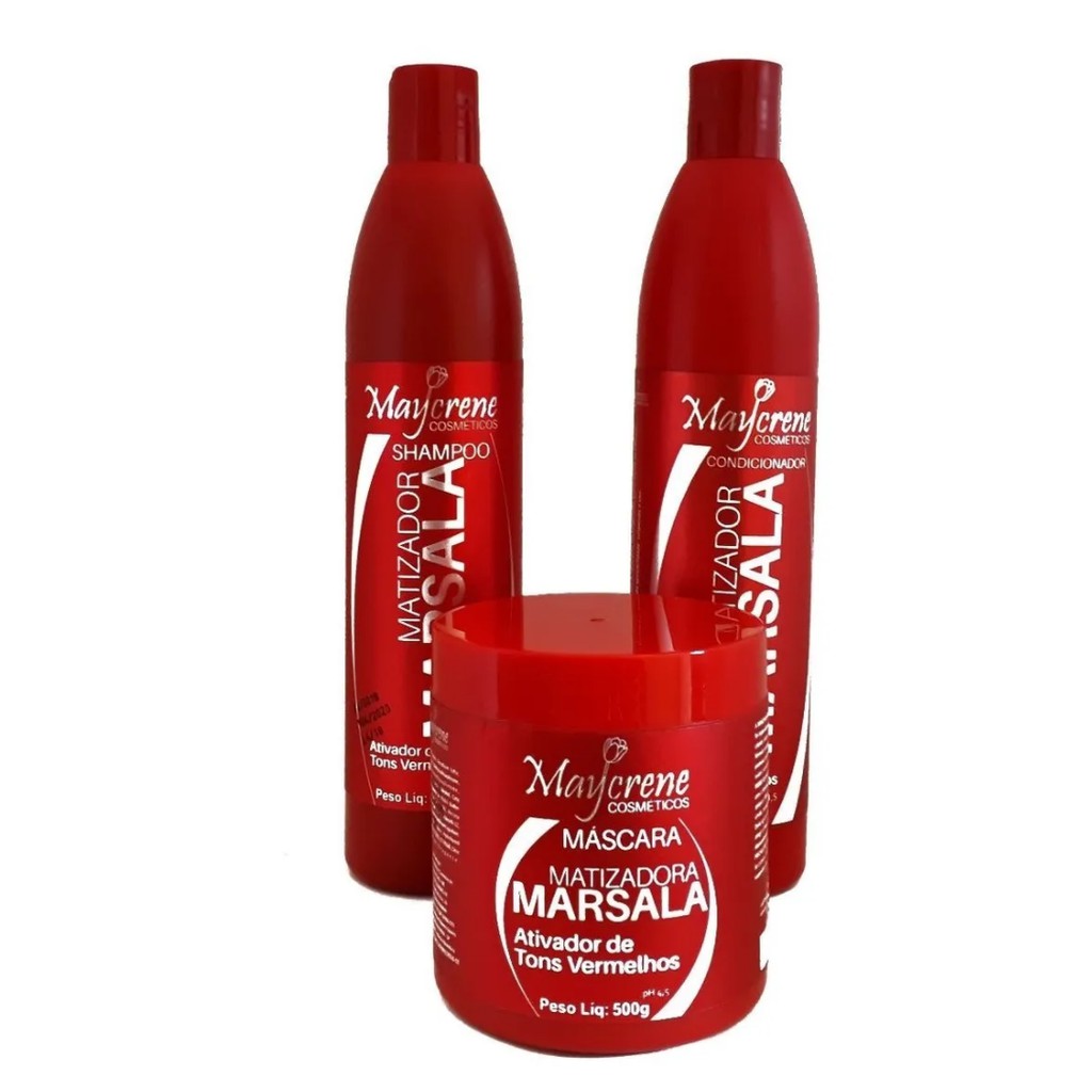 Kit Matizador Marsala Maycrene com Shampoo + Condicionador + Máscara 500g