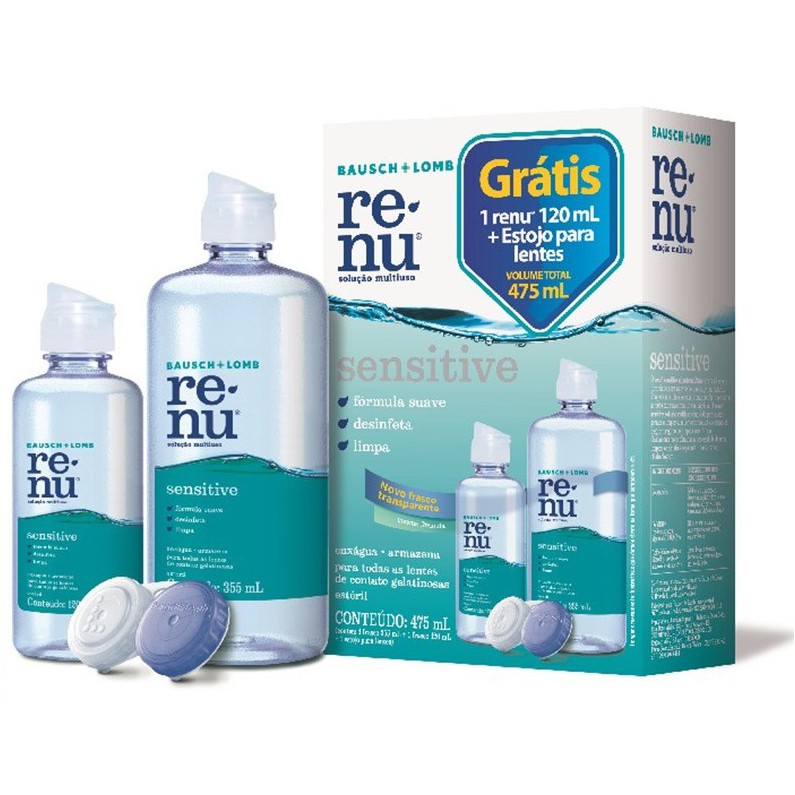 Kit Renu Sensitive 475 Ml Solução De Limpeza Para Lentes de Contato