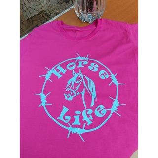 T-shirt country feminina Horse Life pink