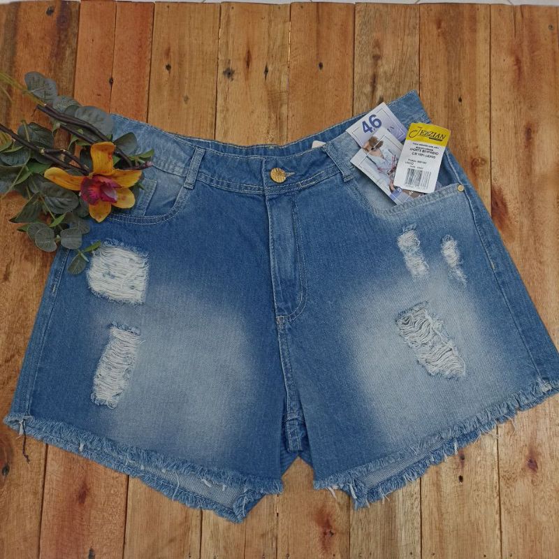Shorts Jeans Mom Feminino Destroyed - 767 Jeans