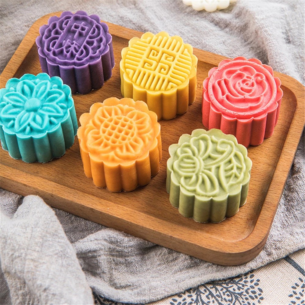 6 Pcs Flor Molde Mooncake Lua Selo Bolo Cortador De Biscoito
