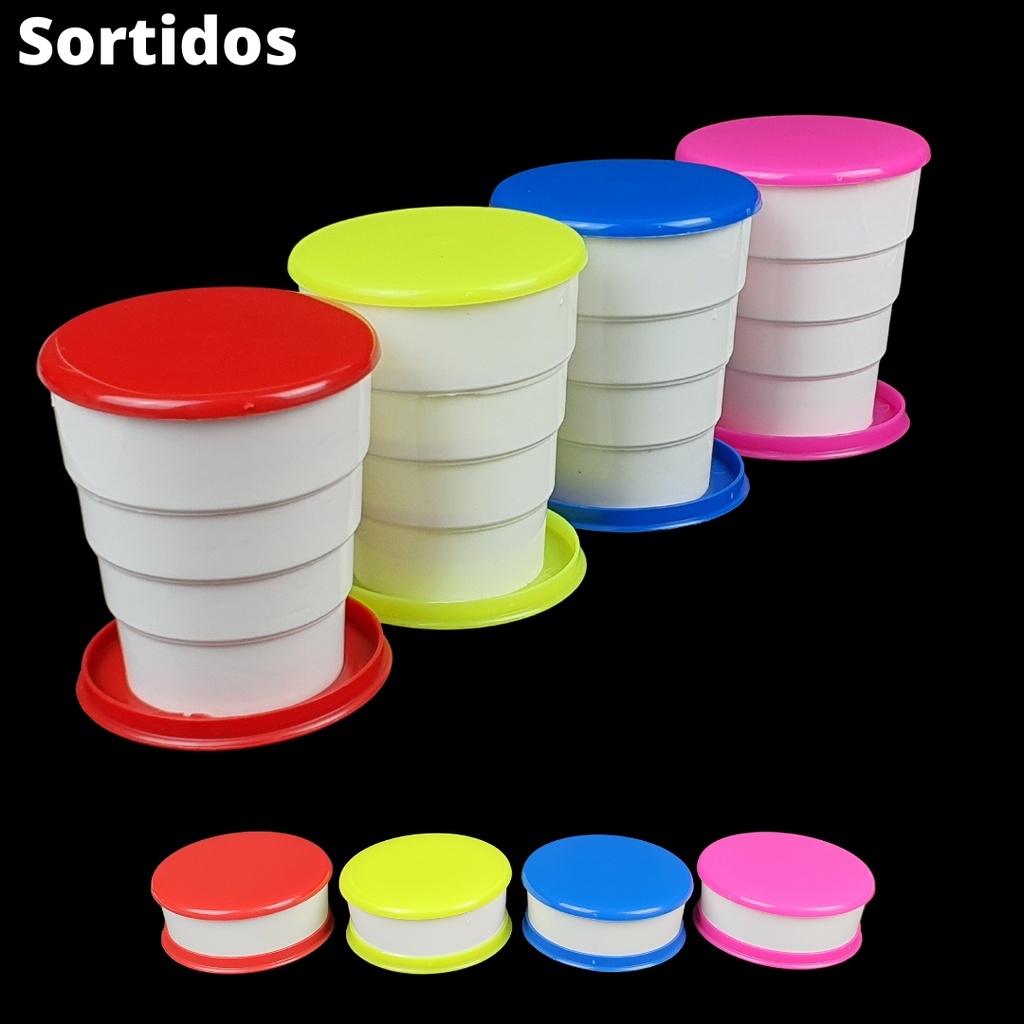 Kit 2 Copo De Bolso Retratil Sanfonado De Plastico 150 Ml