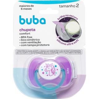 Chupeta Tamanho 2 Comfort Utra Soft Infantil +6 meses Azul Rosa com Tampa  Buba