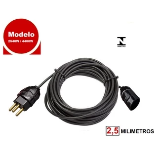 Extensão Elétrica Ar Condicionado Com 1, 1.5, 2, 3, 4 e 5 Metros Fio Cabo PP 2x2,50mm 20A