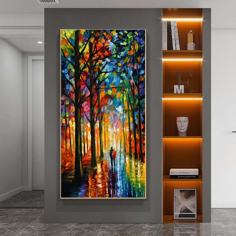 VEASPAEX Conjunto de arte de parede em tela moderna de paisagem escura - 3  painéis de arte de pendurar vertical, adequado para decoração de casa e  escritório (moldura 40,6 x 81,2 cm)
