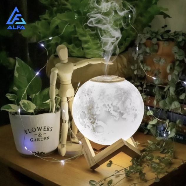 Umidificador Aromatizador Luminária Abajur Lua 3d 880ml