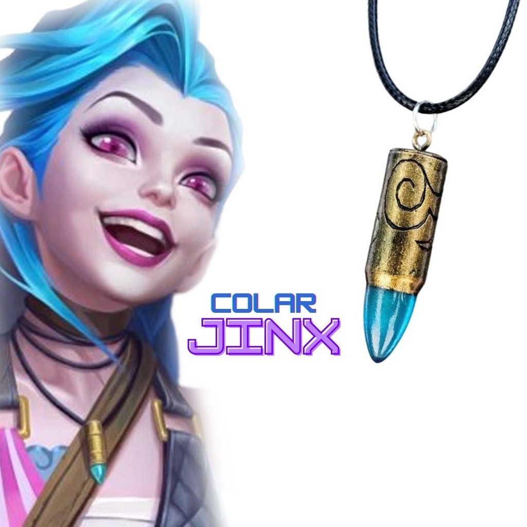 Colar Jinx league of legends pingente arcane