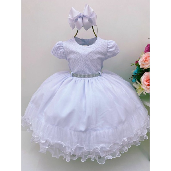 Vestido Infantil IGirlDress Renda Glitter - Manga Cavada Pérolas | Tamanho 4-14 Anos
