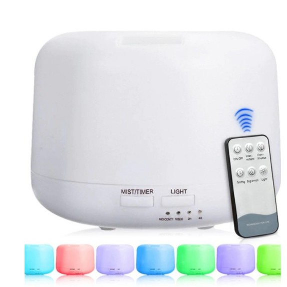 Difusor De Aromas Eletrico Aromatizador Air 500ml Essencial Oleo 7 Cores LED Com Controle