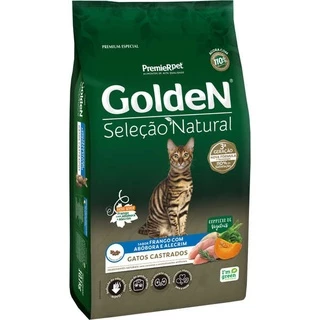 Ração Golden Seleção Natural Frango, Abóbora e Alecrim para Gatos Castrados 10,1kg