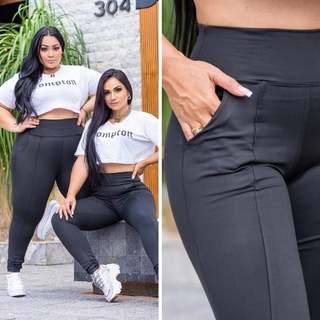 Calça Legging Plus Size Premium Cós Alto Modela Cintura