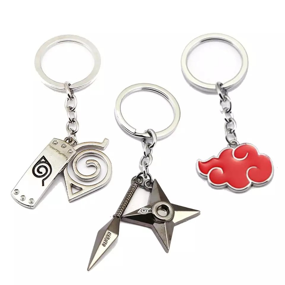 Chaveiro Metal Símbolo Akatsuki Anime Ninja Naruto Geek no Shoptime