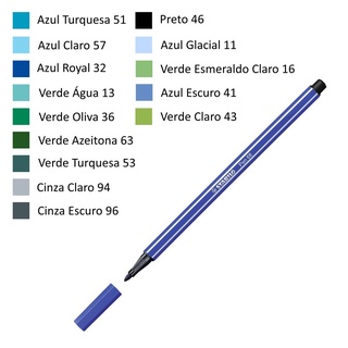 Caneta Stabilo Pen 68 - Azuis, Verdes e Cinzas