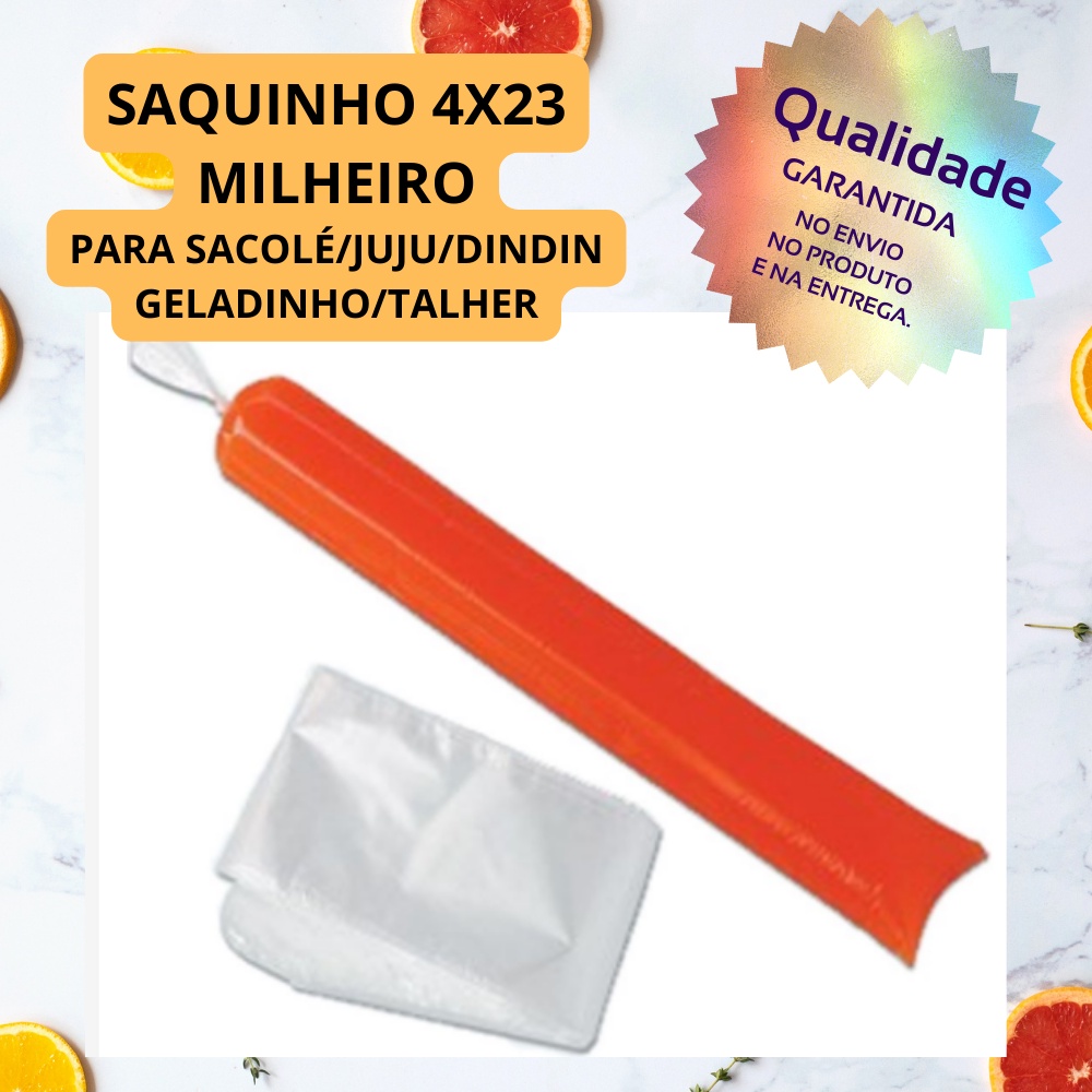 Kit 120 Saquinhos Para Sorvete Geladão Sacolé Juju Geladinho Gourmet  5,5x22cm - (3 Pacotes)