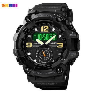 SKMEI Relógio oficial masculino esportivo com choque 3Time Chrono Alarm Date Week com tela dupla LED com mostrador digital grande 1637