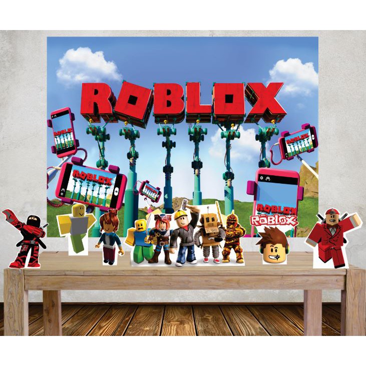 Painel de Festa em Tecido - Roblox Espaço Logo branco - Via Cores - Paineis  de Festa