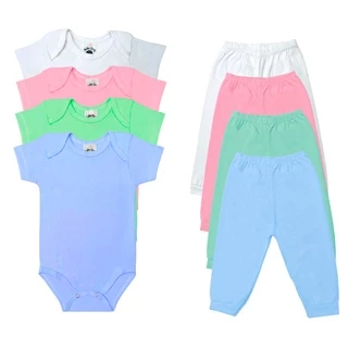 kit 4 peças - Mijão Calça e Body Malha P/M/G - ( Liso e Estampado)