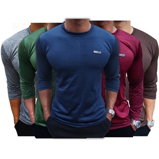 KIT 5 Camisas Manga longa Masculina Dry Fit malha fria Moda Fitness blusa manga cumprida