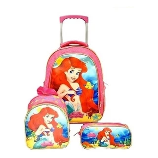 Kit Mochila Rodinha Seria Ariel + Estojo 1 Zíper + Lancheira Térmica