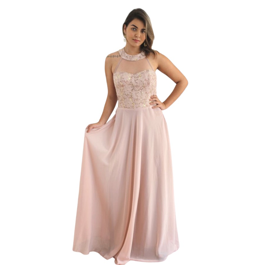 Vestido de madrinha de casamento hot sale cor nude