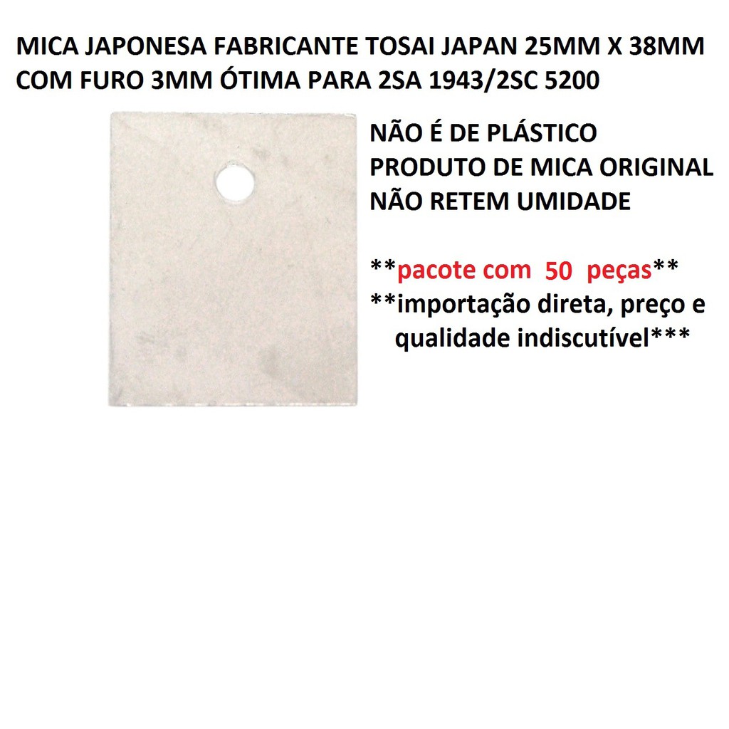 50 Peças Mica Japonesa Para Transistores 2sa 1943 / 2sc 5200 Tozai