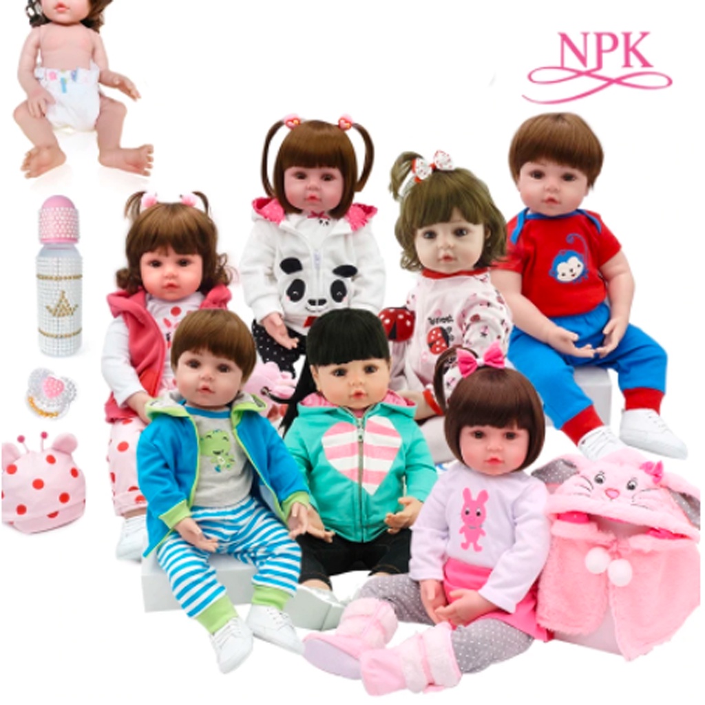 Boneca Bebê Reborn Realista De Silicone Npk 48cm E Girafinha