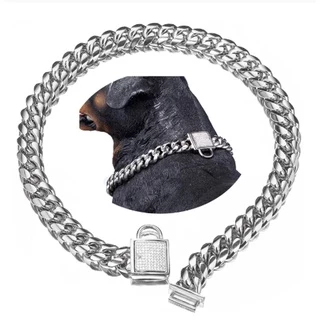 Coleiras de corrente de metal forte para cães de aço inoxidável prata para animais de estimação Coleira de estrangulamento para cães grandes Coleira de exibição de Bulldog Pitbull