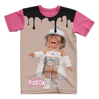 Camiseta blusa rosa infantil menina roblox - Camiseta Infantil