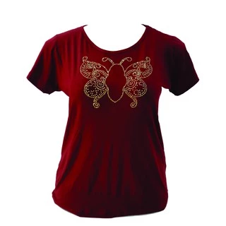 Blusa M ao G5 plus size com aplicação em pedraria borboleta tamanhos especiais