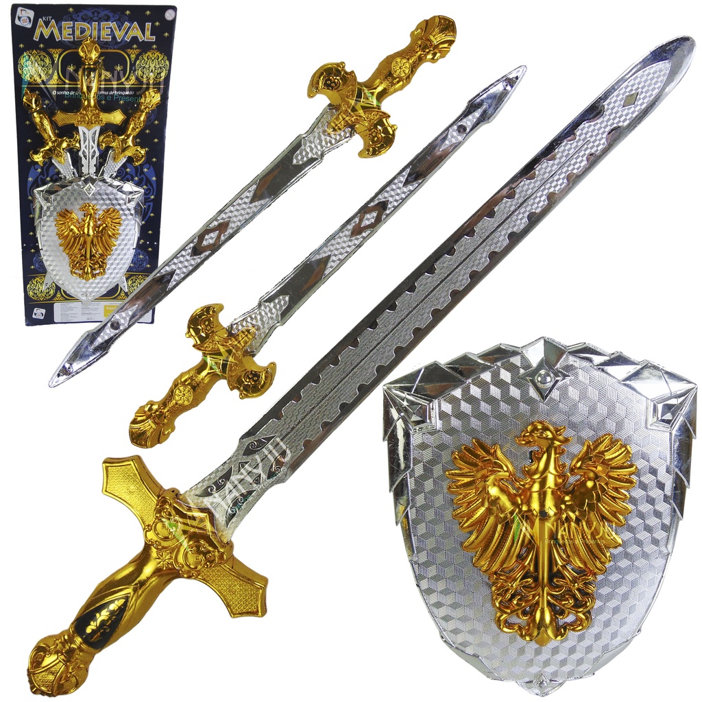 Espada De Brinquedo Kit Medieval Escudo Katana Sabre | Shopee Brasil