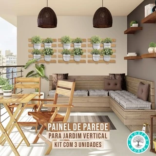 Painel vertical treliça de madeira para horta em varanda 30x30 - madeira nobre