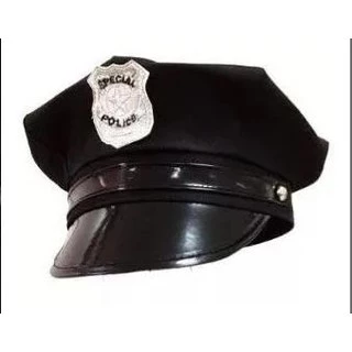 Chapéu Quepe Boina Policial Preto Fantasia Festa Cosplay em Oferta na Shopee