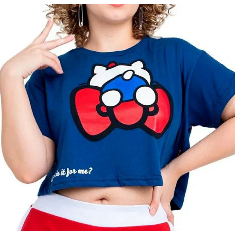 Camiseta cropped hello kitty