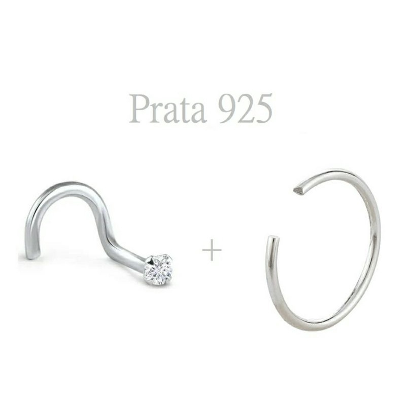 Piercing nostril (nariz) prata 925 - Devan Acessórios