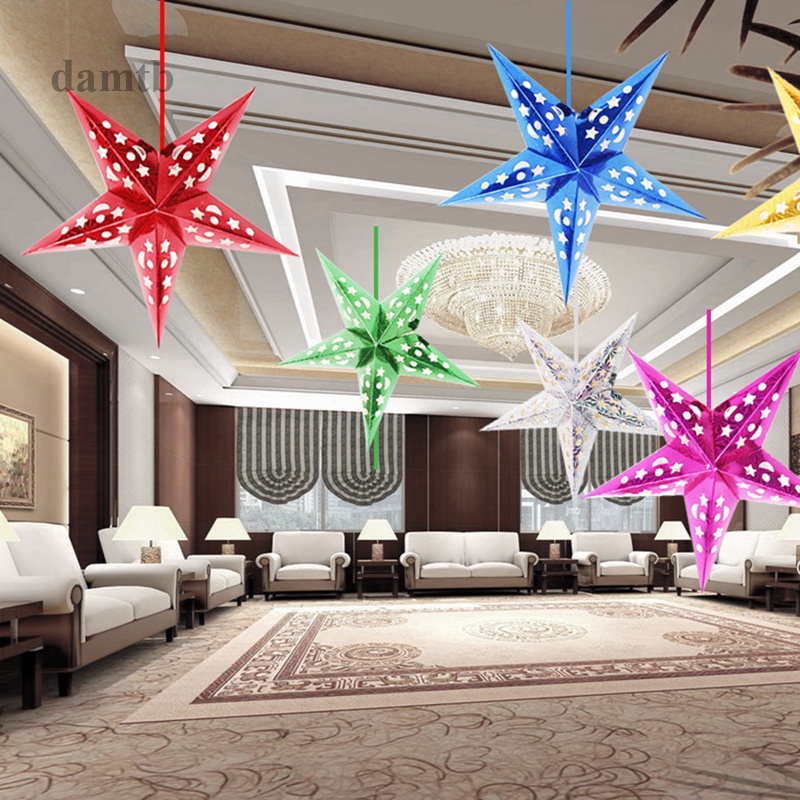 Enfeite De Natal 3D Com Pingente De Estrela De Cinco Pontas Para Decoração De Arranjo De Teto/Janela