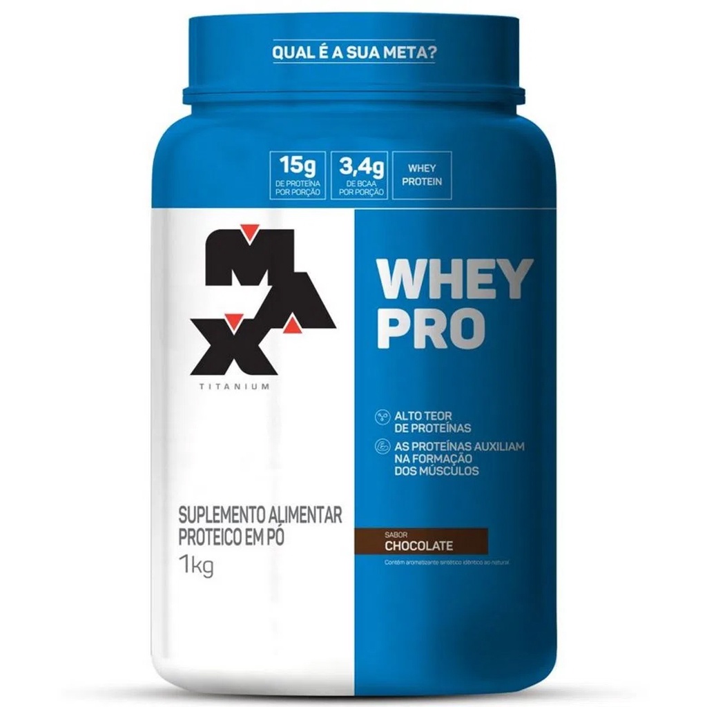 Whey Pro Pote 1Kg – Whey Protein Concentrado Max Titanium – PRODUTO ORIGINAL