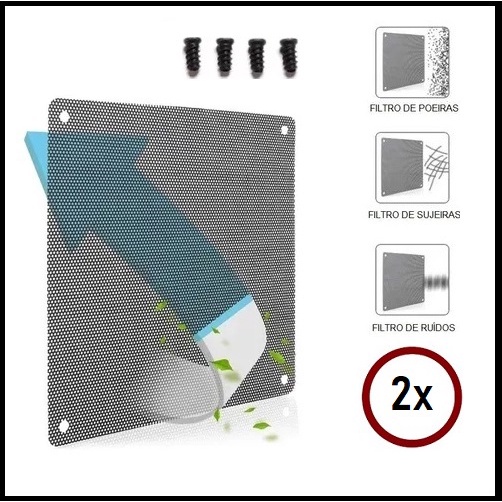 2 Filtro Anti Pó Poeira Para Computador 14cm 140mm Cooler Fan Gabinete ...