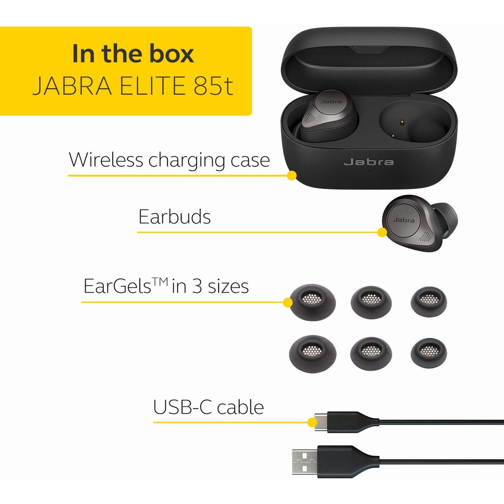 Jabra Elite Fones De Ouvido Sem Fio Avançado 85t Com Cancelamento