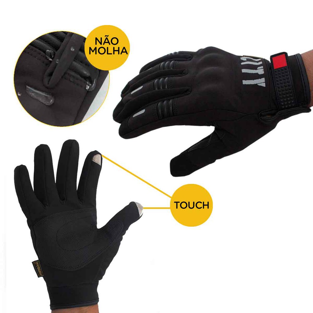 Par Luva Motocross 100% Impermeável Touch Bike Motociclista