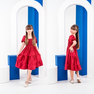 Vestido Longo Lastex Busto Manga Princesa - Vermelho – polibicalho