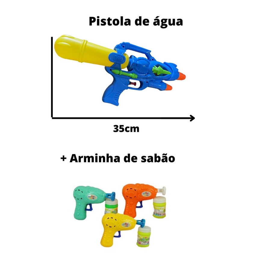 Pistola De Água Arminha Arma Brinquedo Water Gun 32cm - Zilotudo