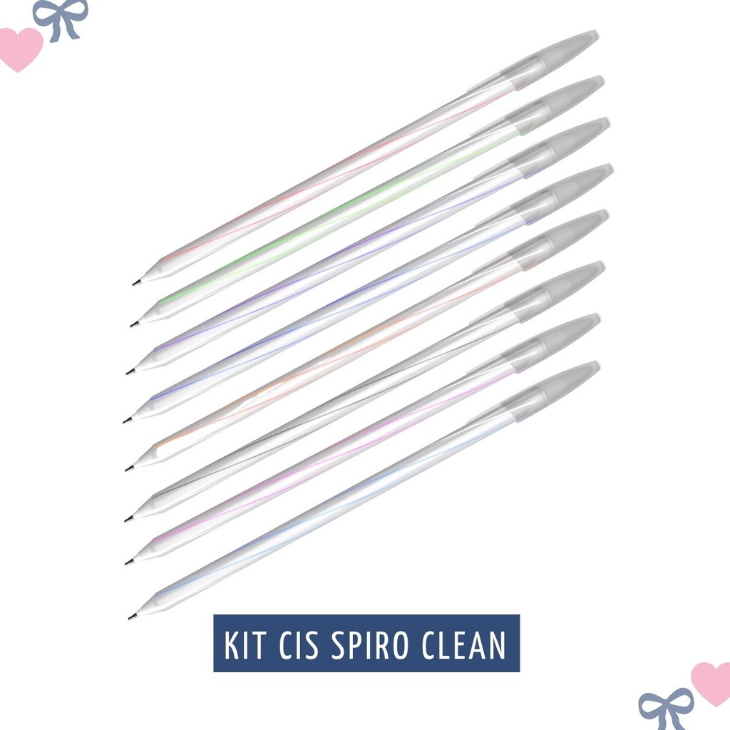Kit Caneta Cis Spiro Clean Colorida Ponta Fina 0,mm Corpo Alongado 8 ...