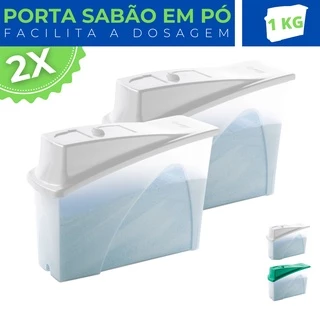 Kit 2 Pote Porta Sabao em Po Tampa Direcionador Dosador 1Kg