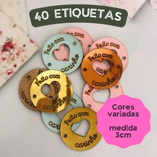 40 Etiquetas de couro sintético feito com Carinho crochê/trico/amigurumi/costura criativa