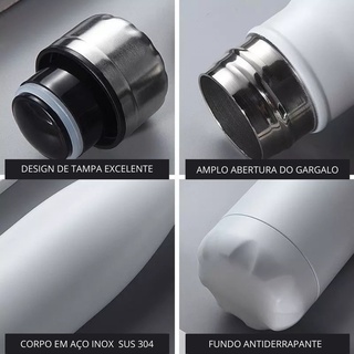 Garrafa Térmica Inox com Canudo Água Gelada por Até 12hs ou Quente