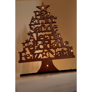 Arvore de Natal Artesanal Decorativa de Mesa em Madeira