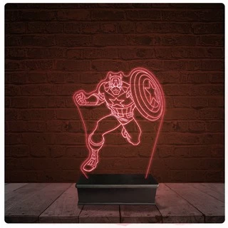Abajur Luminária Acrílico Led - Capitão América Marvel 10