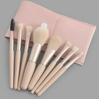 8 Pcs Damasco Conjunto de Escova de Maquiagem Cor Damasco com Saco de Escova de Maquiagem com Escova em Pó Solto Escova Fundadora Escova de Cílios Escova Corretiva Escova para Sombra Escova Brilhante Escova para Manchas FINDCOLOR Fábrica Vendas Diretas