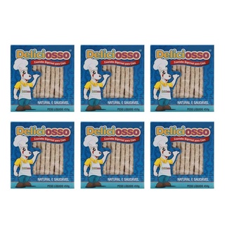 Combo Petisco Palitinho Ossinho Para Cães Deliciosso Palito Natural Fino - 6 Caixas 450g